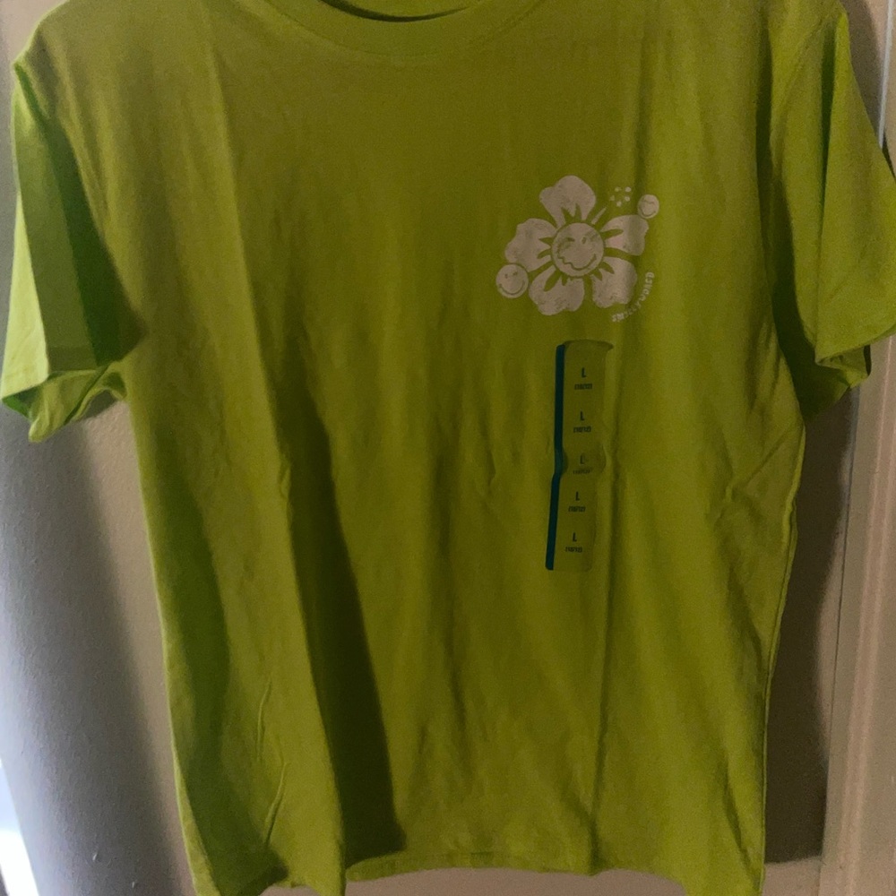 Smiley World Girls Large (10 - 12) Bright Green Graphic T-Shirt New With Tags